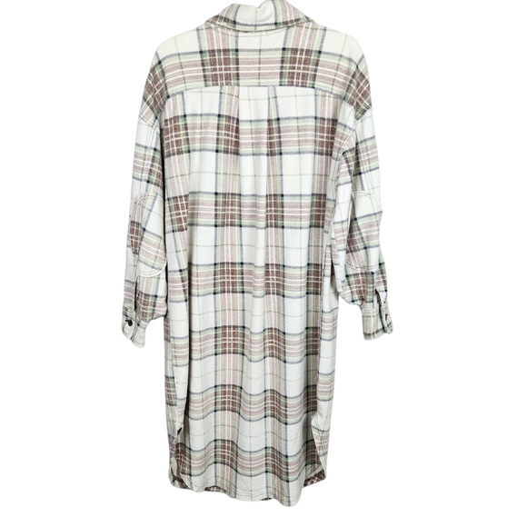 We The Free Ruby Plaid Shacket Pistachio Slouchy Oversize Longline Women Size XS - Picture 9 of 14